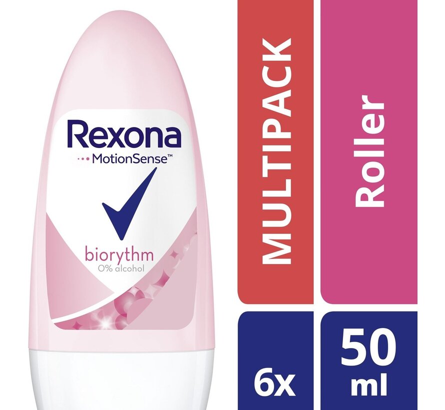 Motion Sense - Biorythm Dry & Fresh - Deodorant Roller - 6x 50ml - Voordeelverpakking