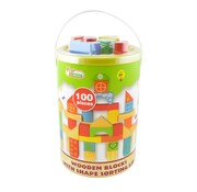 Huismerk 100 PCS COLOR AND NATURAL WOODEN BLOCKS