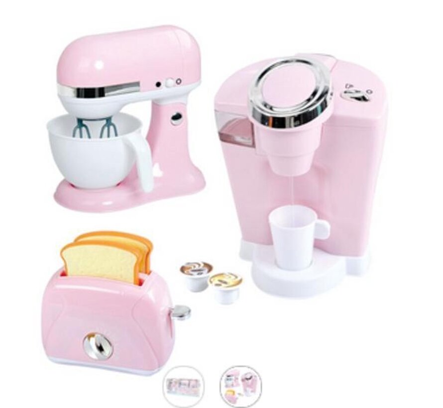 Koffiemachine - Broodrooster - Mixer - Roze set