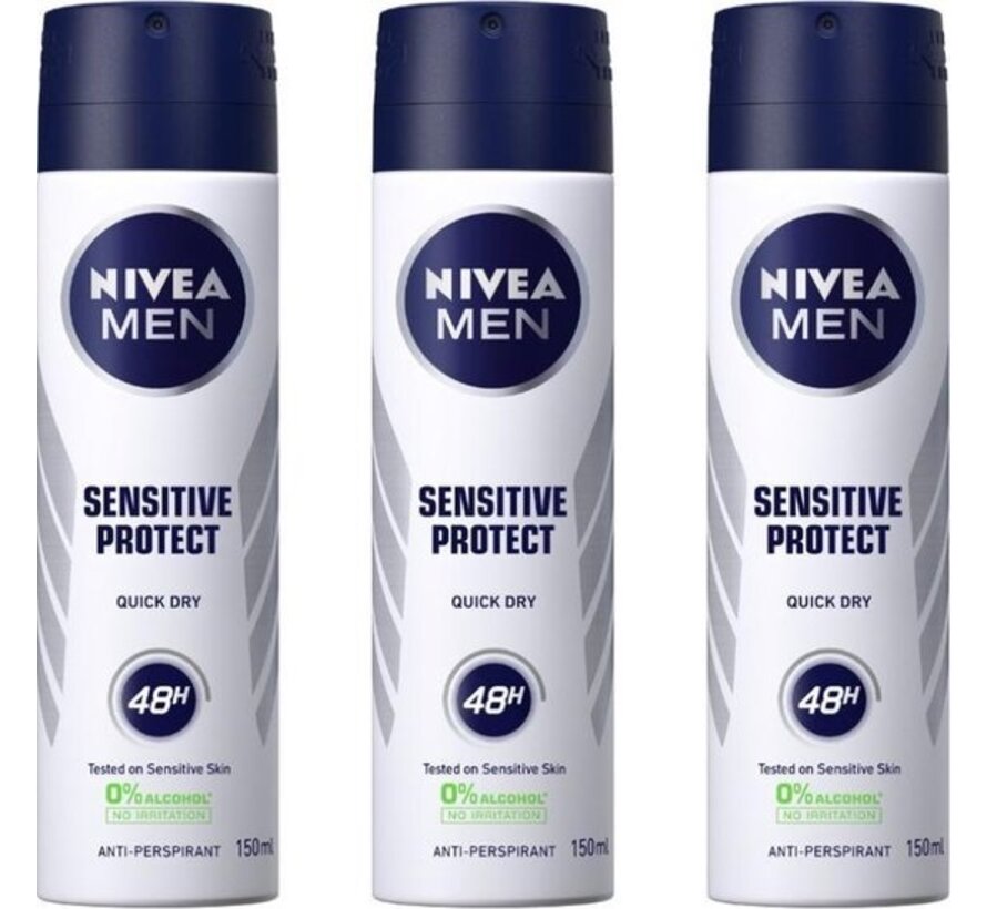 Men Sensitive Protect - Deodorant Spray - 3x 150ml