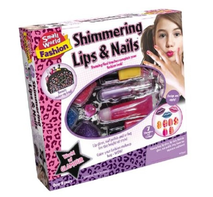 Shimmering Lips & Nails - Glinsterende lippen en Nagels + etui