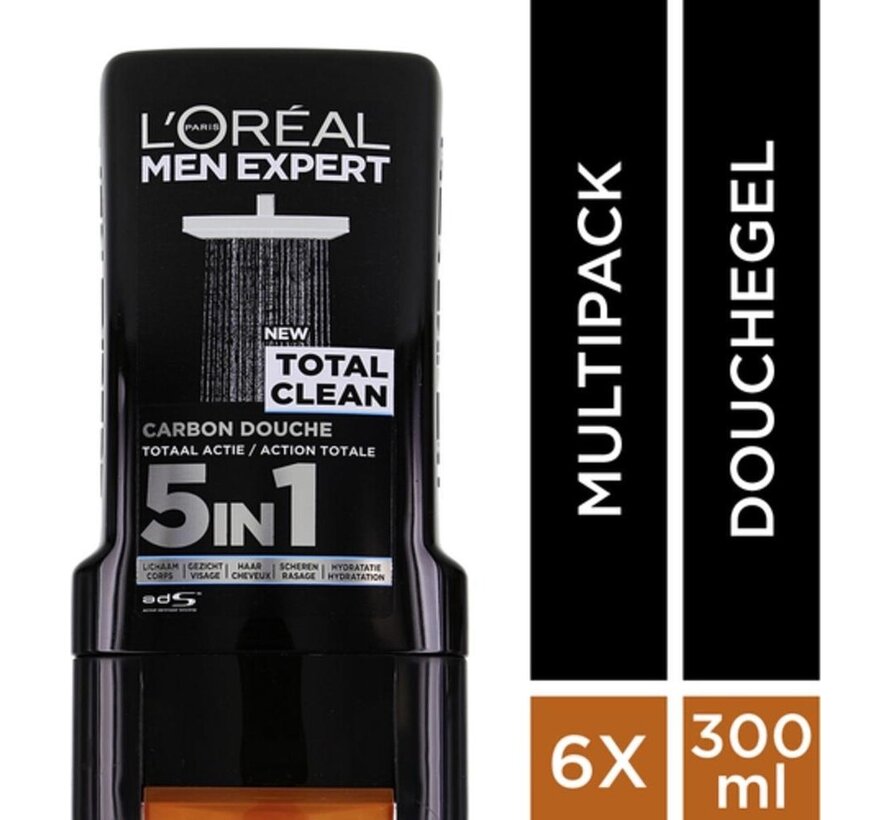 Men Expert XL - Total Clean - 5in1 gezicht, lichaam en haar - 6x 300ml