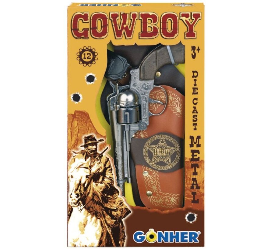 Revolver Cowboy met Holster - 12 Schots