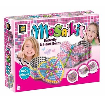 AMAV Mosaikit - Butterfly & Heart Box - Maak je eigen mozaiek harten- en vlinderdoos