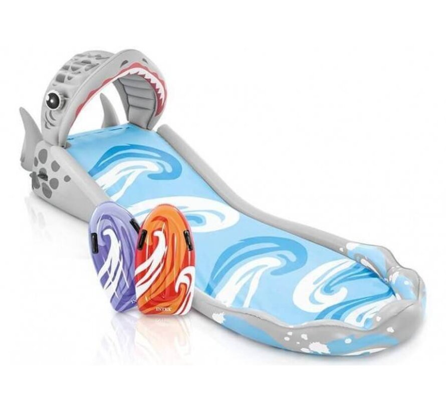 Surf 'N Slide - Shark - opblaasbare waterglijbaan - met 2 surf riders - met 2 surf riders - 460cm lang x 168cm breed x 157cm hoog