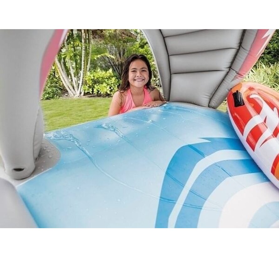 Surf 'N Slide - Shark - opblaasbare waterglijbaan - met 2 surf riders - met 2 surf riders - 460cm lang x 168cm breed x 157cm hoog