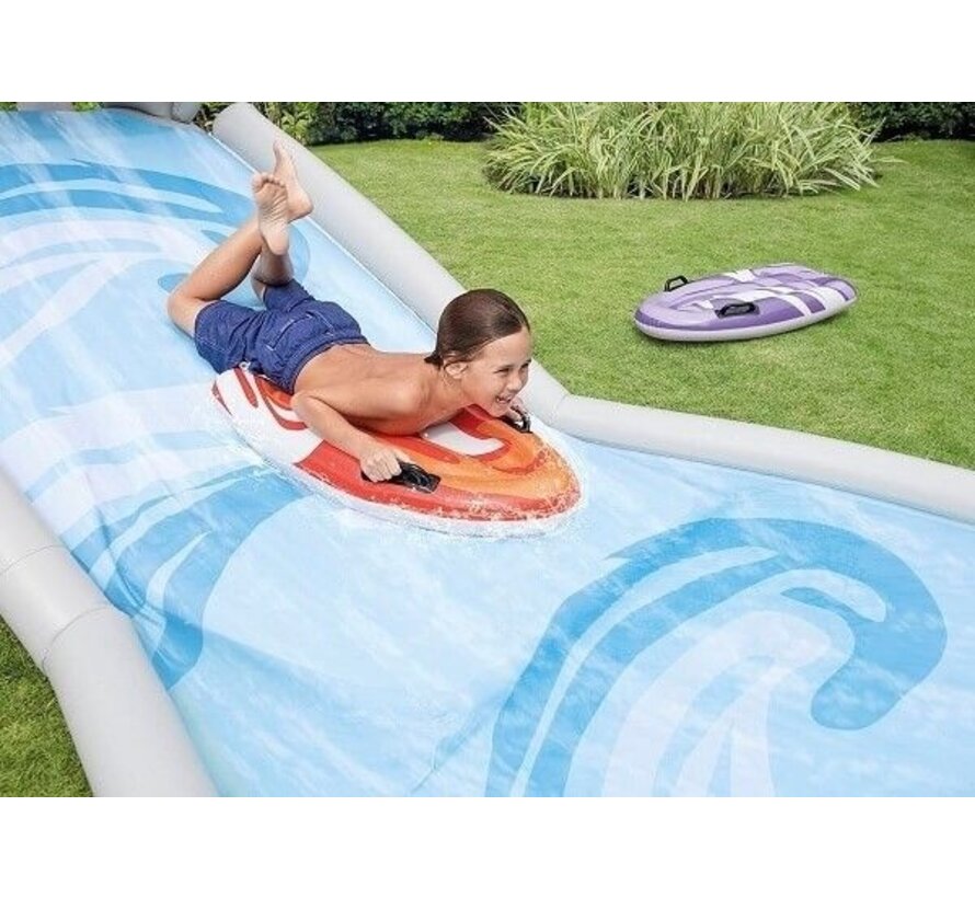 Surf 'N Slide - Shark - opblaasbare waterglijbaan - met 2 surf riders - met 2 surf riders - 460cm lang x 168cm breed x 157cm hoog
