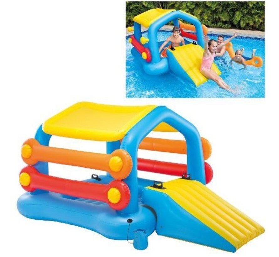 Opblaasbaar speeleiland - met glijbaan - 279cm lang x 173cm breed x 122cm hoog