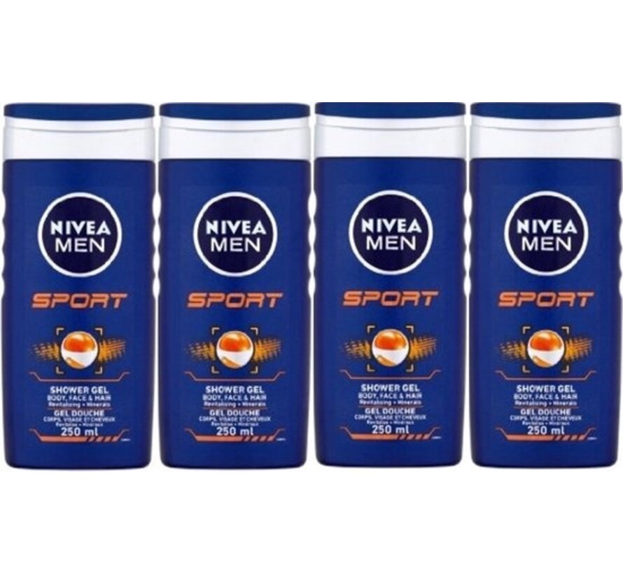 Men Sport 3in1 Douchegel - Gezicht, lichaam en haar - 4x 250ml