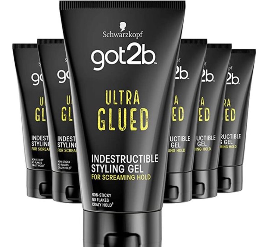 Got2b - Ultra Glued Indestructible Gel - Styling Haargel - 6x 150ml
