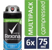 Rexona Men Cobalt Dry Compressed - Deodorant Spray - 6x 75ml