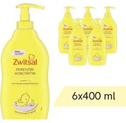 Zwitsal Baby Wascrème - Mild & Zacht - Met Pompje - 6x 400ml - Voordeelverpakking