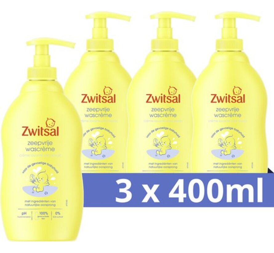 Baby Wascrème - Mild & Zacht - Met Pompje - 3x 400ml