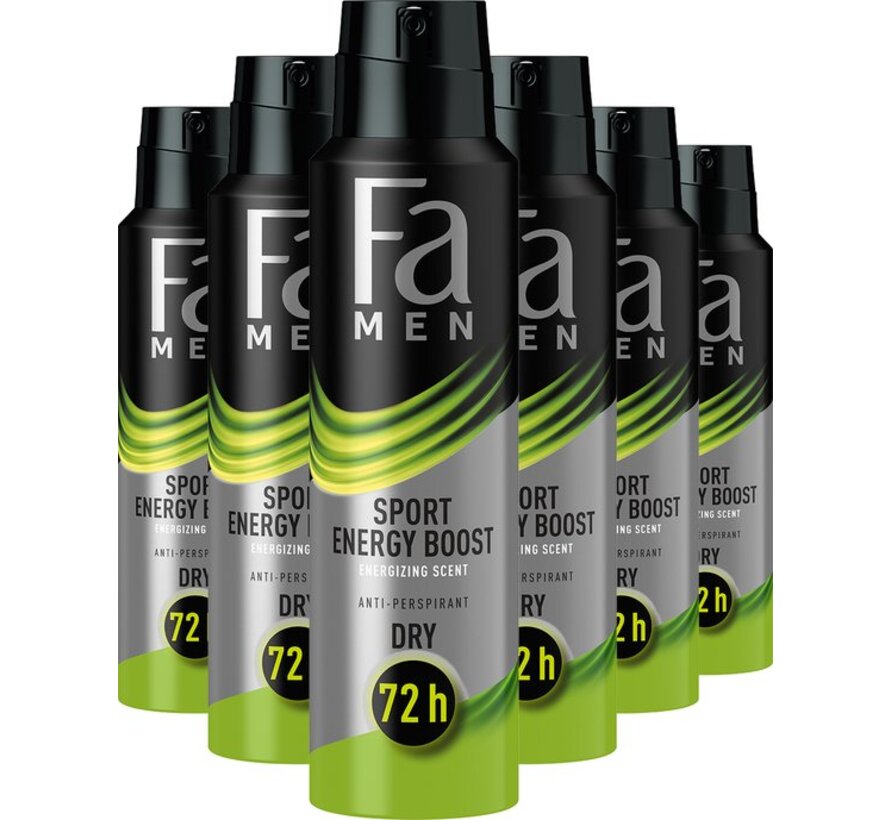 Men Sport Energy Boost - Deodorant Spray - 6x 150ml