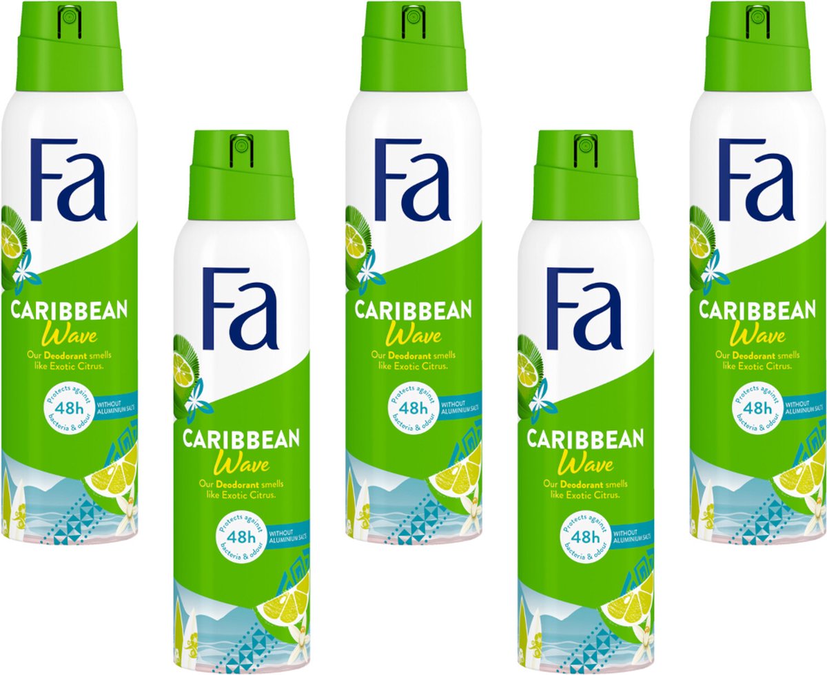 FA Caribbean Lemon Deodorant Spray 5x 150ml Stuntwinkel.nl