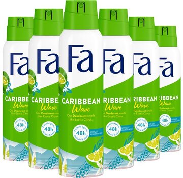 FA Caribbean Lemon - Deodorant Spray - 6x 150ml - Voordeelverpakking