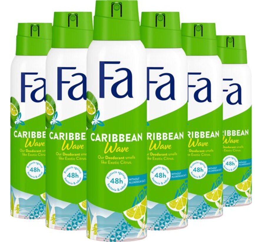 Caribbean Lemon - Deodorant Spray - 6x 150ml - Voordeelverpakking