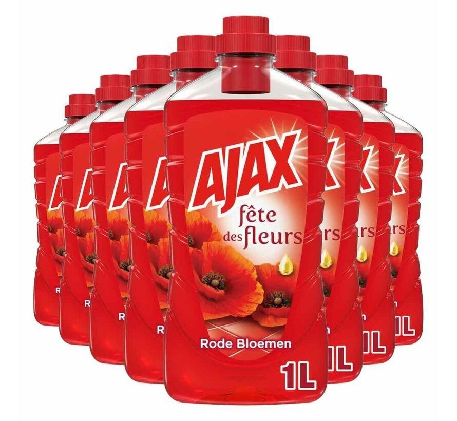 Allesreiniger - Rode Bloemen - 8x 1000ml - Voordeelverpakking c