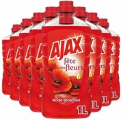 Ajax Allesreiniger - Rode Bloemen - 8x 1000ml - Voordeelverpakking