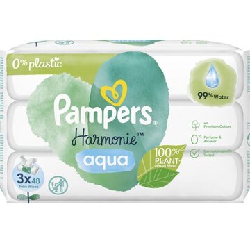 Pampers Harmonie Aqua Billendoekjes / Babydoekjes - 3x 48 stuks