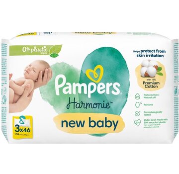 Pampers Harmonie New Baby Billendoekjes / Babydoekjes - 3x 46 stuks