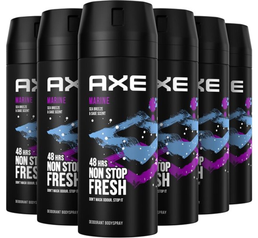 Marine Bodyspray / Deodorant Spray Men - 6x 150ml Voordeelverpakking