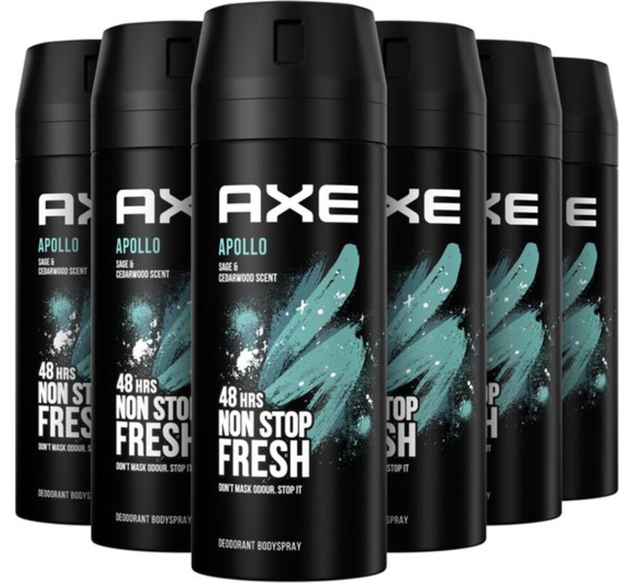 Apollo Bodyspray / Deodorant Spray Men - 6x 150ml Voordeelverpakking