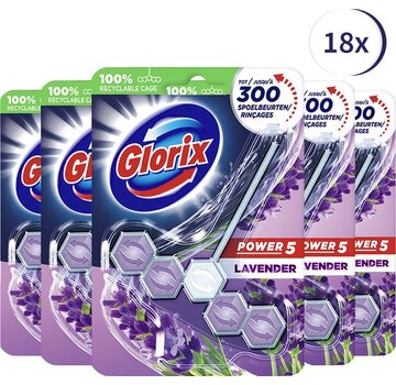 Glorix Power 5 - WC Blok / Toiletblok - Lavendel - 18 stuks