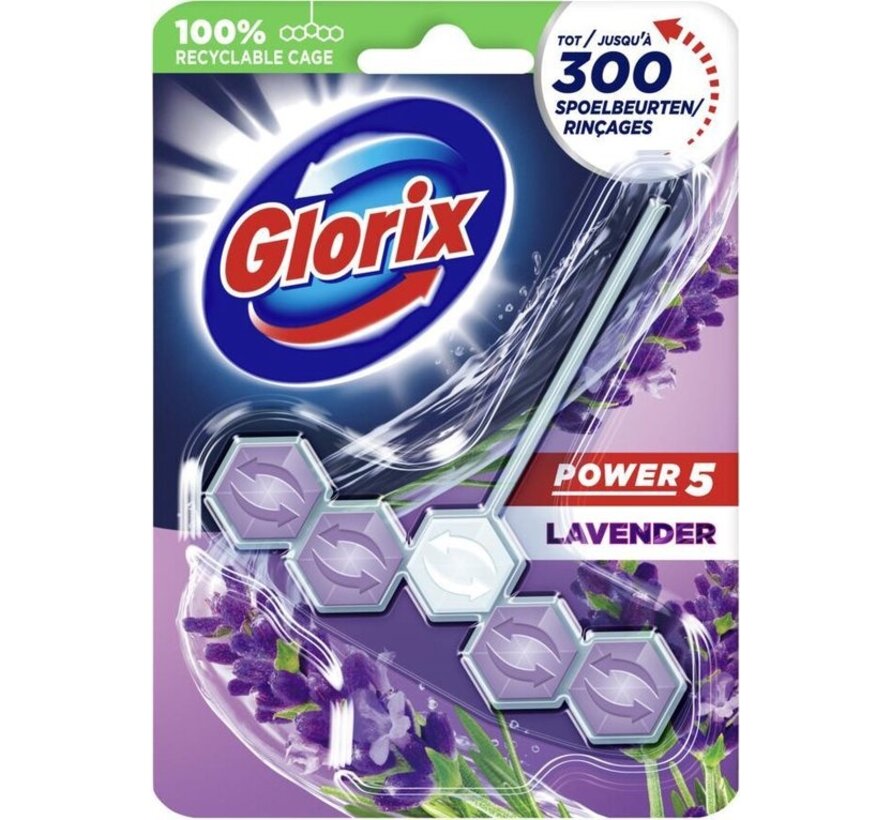 Power 5 - WC Blok / Toiletblok - Lavendel - 9 stuks