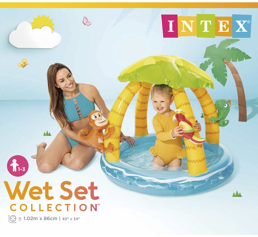 Opblaasbaar babyzwembad - Tropical Island (102x86cm)