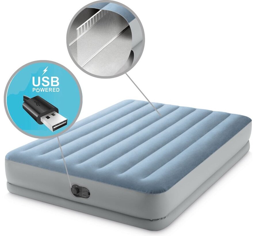 Comfort Queen Mid-Rise Luchtbed - 2-persoons - Ingebouwde USB pomp 203x152x36cm