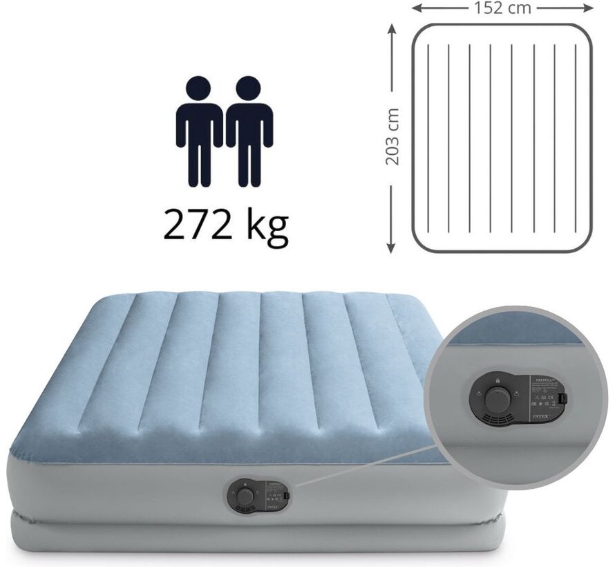 Comfort Queen Mid-Rise Luchtbed - 2-persoons - Ingebouwde USB pomp 203x152x36cm