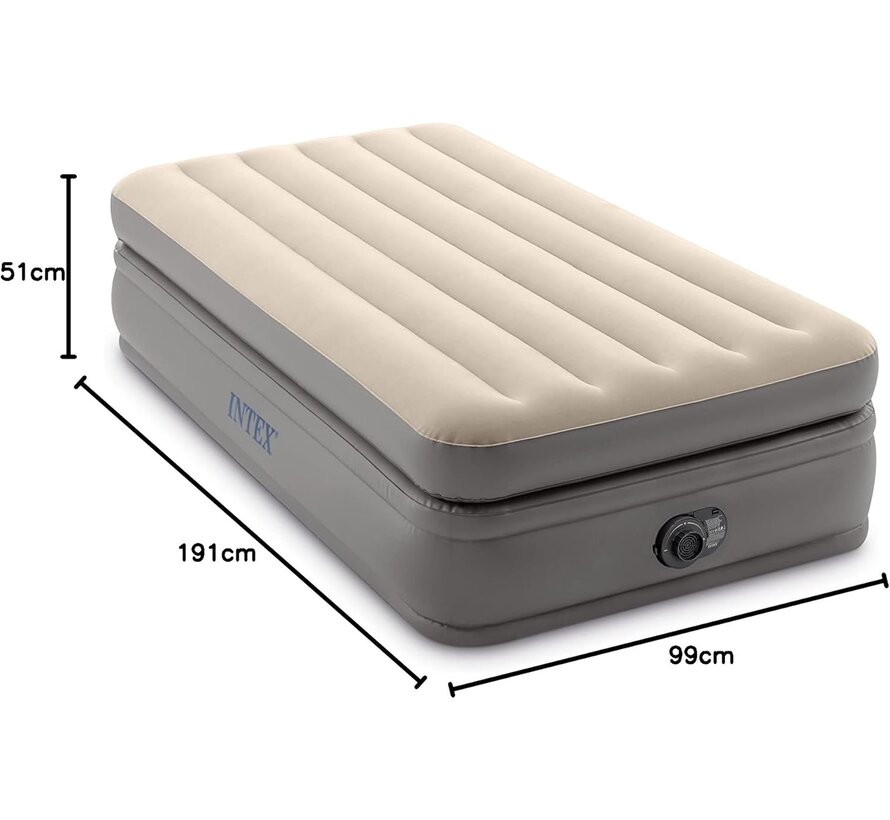 Prime Comfort Twin Luchtbed - 1-persoons - Ingebouwde elektrische pomp 191x99x51cm