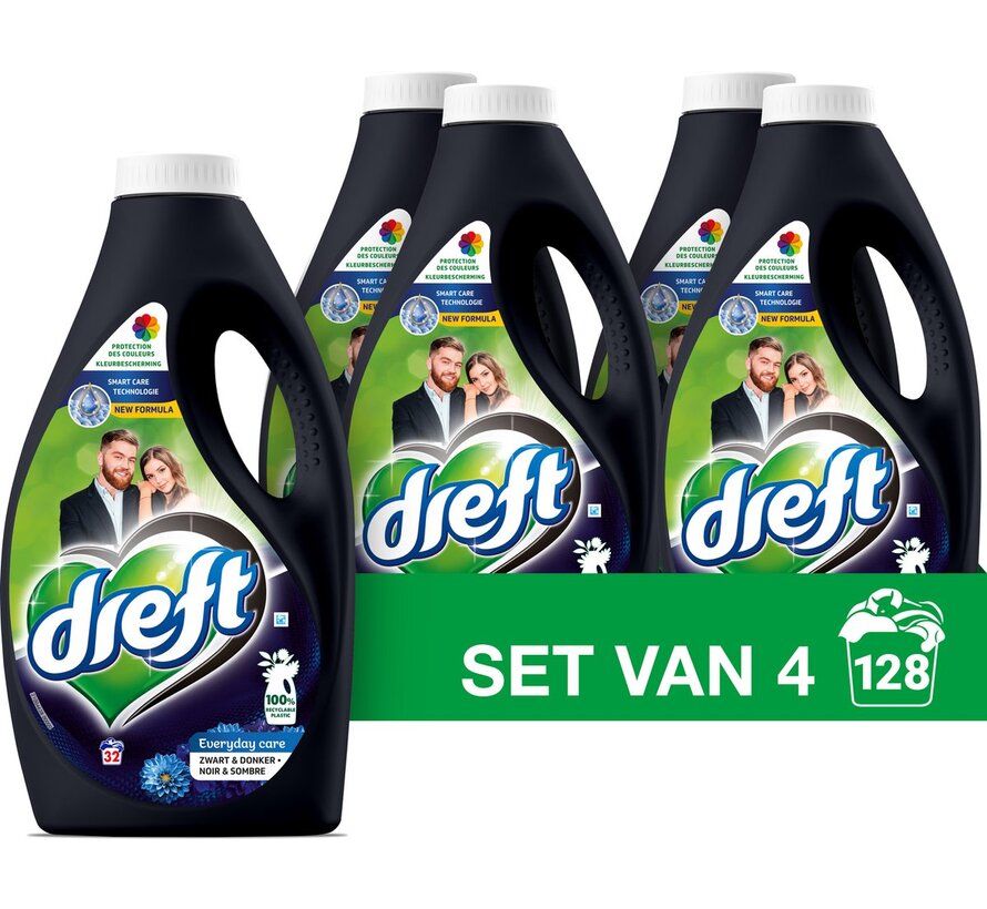 Zwart & Donker - Vloeibaar Wasmiddel (1,6L) - 4x 32 Wasbeurten