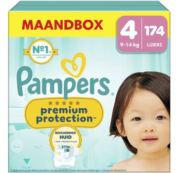 Pampers Premium Protection - Maat 4 (9kg-14kg) - 174 Luiers - Maandbox