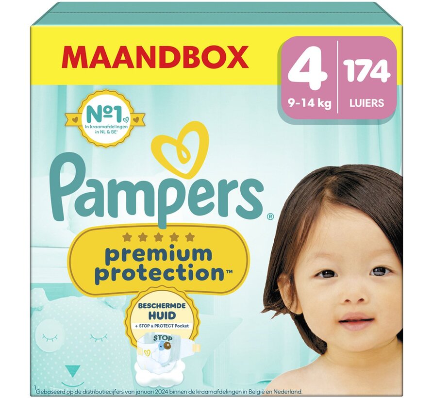 Premium Protection - Maat 4 (9kg-14kg) - 174 Luiers - Maandbox