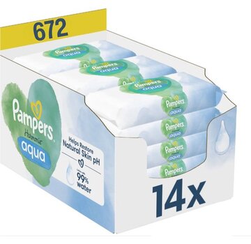 Pampers Harmonie Aqua Billendoekjes / Babydoekjes - 14x 48 stuks - Voordeelverpakking