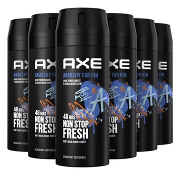 Axe Anarchy Bodyspray / Deodorant Spray Men - 6x 150ml Voordeelverpakking