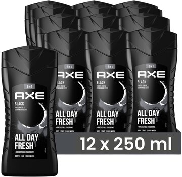 Axe Douchegel Black Bodywash - 12x 250ml - Voordeelverpakking