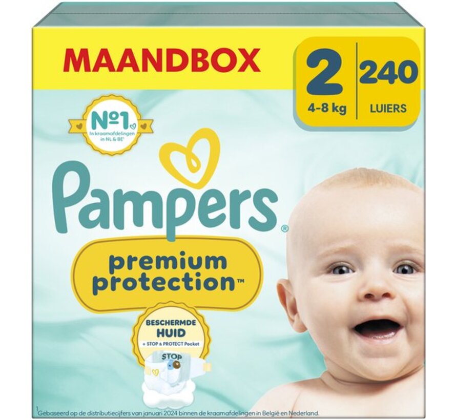 Premium Protection - Maat 2 (4kg-8kg) - 240 Luiers - Maandbox