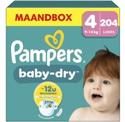 Pampers Baby-Dry - Maat 4 (9kg-14kg) - 204 Luiers - Maandbox