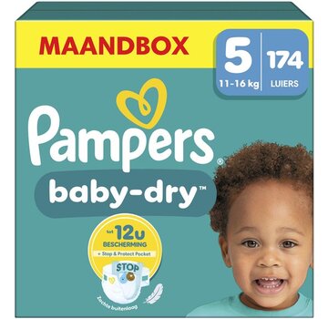 Pampers Baby-Dry - Maat 5 (11kg-16kg) - 174 Luiers - Maandbox