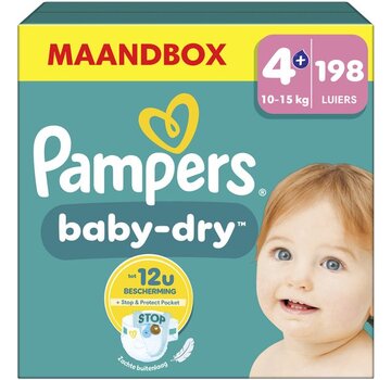 Pampers Baby-Dry - Maat 4+ (10kg-15kg) - 198 Luiers - Maandbox