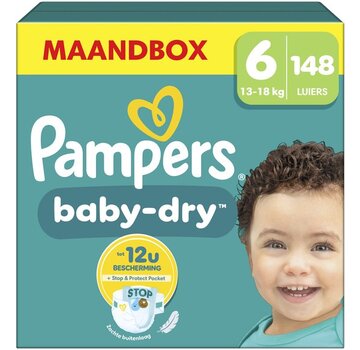 Pampers Baby-Dry - Maat 6 (13kg-18kg) - 148 Luiers - Maandbox