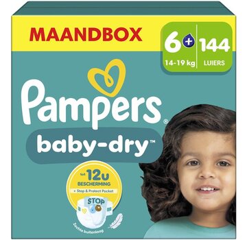 Pampers Baby-Dry - Maat 6+ (14kg-19kg) - 144 Luiers - Maandbox