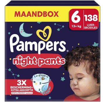 Pampers Night Pants - Maat 6 (13kg+) - 138 Luierbroekjes - Maandbox
