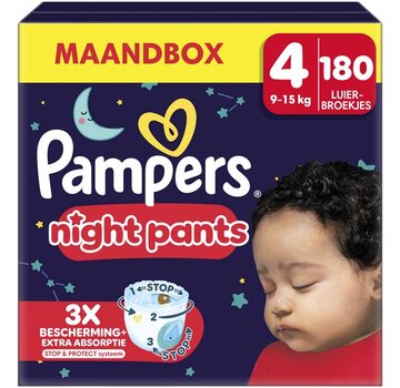 Pampers Night Pants - Maat 4 (9kg-15kg) - 180 Luierbroekjes - Maandbox