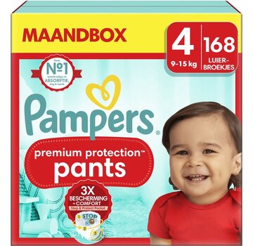 Pampers Premium Protection Pants - Maat 4 (9kg-15kg) - 168 Luierbroekjes - Maandbox