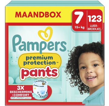Pampers Premium Protection Pants - Maat 7 (17kg+) - 123 Luierbroekjes - Maandbox