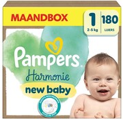 Pampers Harmonie Luiers - Maat 1 (2kg-5kg) - 180 Luiers - Maandbox